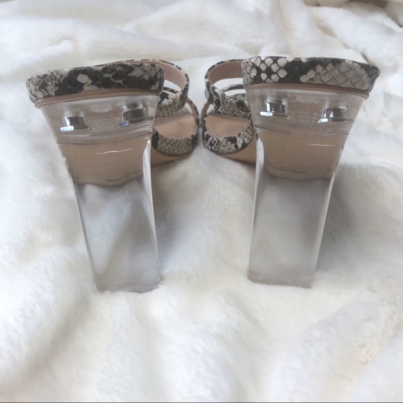 Snake Print Sandal with Clear Heel - Picture 5 of 7